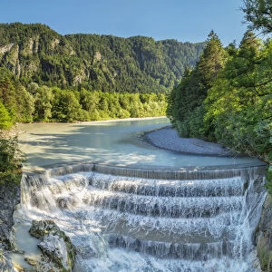 Lech River Waterfall, Fussen, Allgau, Schwaben, Bavaria, Germany, Europe
