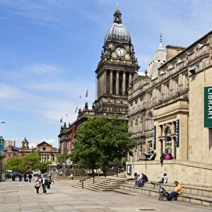 Leeds Library and Town Hall on The Headrow, Leeds, West Yorkshire, Yorkshire, England, United Kingdom, Europe
