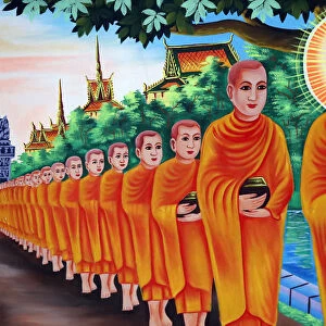 The Life of the Buddha, Siddhartha Gautama, mural showing a visit to Rajagaha City