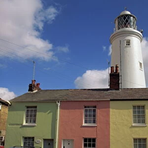Lighthouse behind domestic houses, Southwold, Suffolk, England, United Kingdom, Europe
