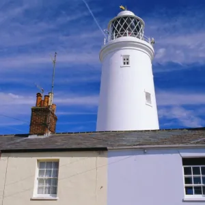 The Lighthouse and houses, Southwold, Suffolk, England, UK