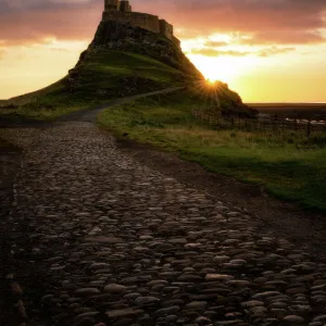 Lindisfarne Castle at sunrise, Holy Island, Northumberland, England, United Kingdom