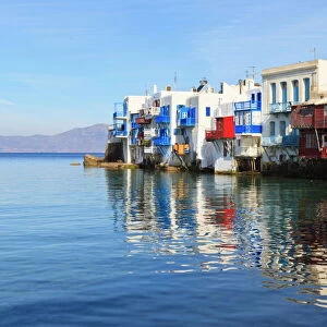 Little Venice reflections, Mykonos Town (Chora), Mykonos, Cyclades, Greek Islands, Greece, Europe