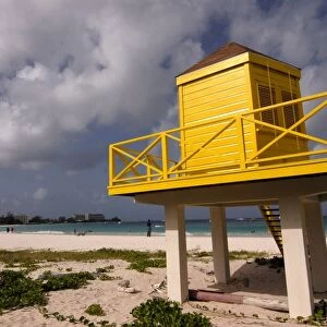 A little yellow beach lookout or viewpoint, Bridgetown, Barbados, West Indies