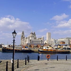 Liver Building and Docks, Liverpool, Merseyside, England