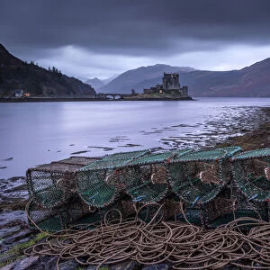 Lobster Creels on the shores of Loch Duich near Eilean Donan Castle, Highlands, Scotland
