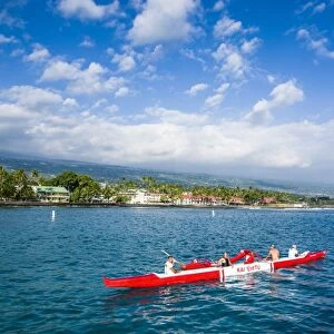 Locals working out in their outrigger canoes, Kailua-Kona, Big Island, Hawaii, United States of America, Pacific