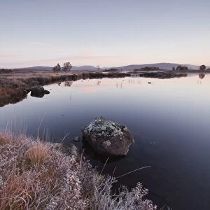 Loch Ba on a frosty morning at Rannoch Moor, a Site of Special Scientific Interest, Perth and Kinross, Highlands, Scotland, United Kingdom, Europe