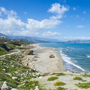 Long sandy beach of Petres, Crete, Greek Islands, Greece, Europe