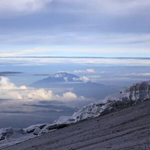 Looking towards Mount Meru from near the summit of Mount Kilimanjaro, Tanzania