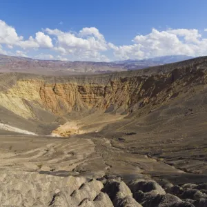 Looking down into Ubehebe crater, a Maar volcano, caused by groundwater contacting hot magma or lava, Death Valley National Park, California, United States of America