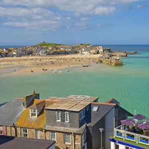 Low tide, looking over the rooftops and across the harbour at St. Ives