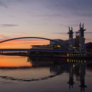 Lowry Centre at dusk, Salford Quays, Manchester, England, United Kingdom, Europe