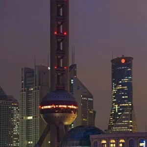Lujiazui Finance and Trade zone, with Oriental Pearl Tower, and Huangpu River