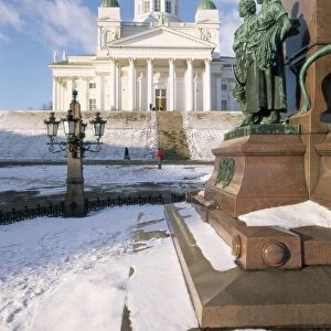 Lutheran Christian cathedral in winter snow, Helsinki, Finland, Scandinavia, Europe