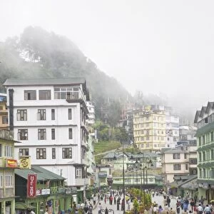 Mahatma Gandhi Marg (MG Marg), the main shopping street, Gangtok, Sikkim, India, Asia