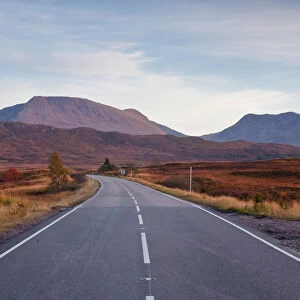 The main road through Rannoch Moor, a Site of Special Scientific Interest, Highlands, Scotland, United Kingdom, Europe