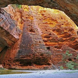 Man in the Cathedral Gorge, Bungle Bungle, Purnululu National Park, UNESCO World Heritage Site