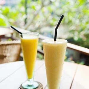Mango fruit juice at breakfast in a cafe in Ubud, Bali, Indonesia, Southeast Asia, Asia