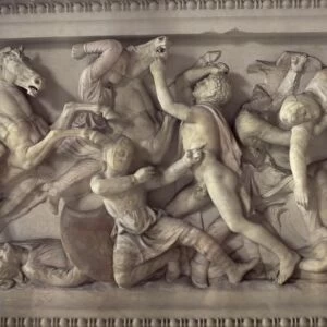 Detail of the marble sarcophagus of Alexander the Great