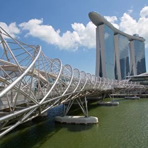 Marina Bay, Helix Bridge and Marina Bay Sands Hotel, Singapore, Southeast Asia