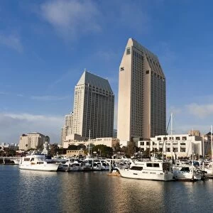 Marina and San Diego skyline, California, United States of America, North America