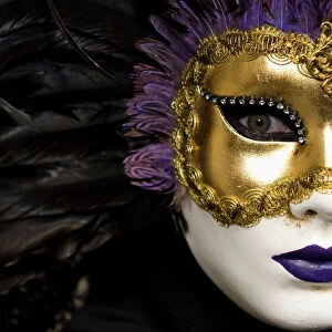 Mask at Venice Carnival, Venice, Veneto, Italy, Europe