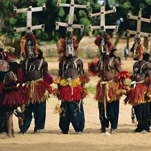 Masked Dogon dancers, Sangha, Mali, Africa