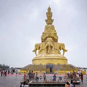 Massive statue of Samantabhadra at the summit of Mount Emei (Emei Shan), UNESCO World Heritage Site