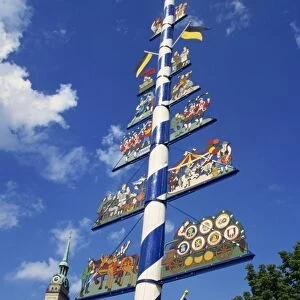 The maypole on the Viktualienmarkt in the city of Munich
