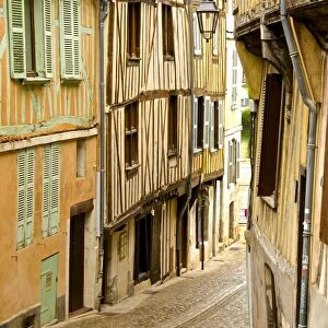 Medieval houses facades, half timbered, old town, Macon, Saone et Loire, Bourgogne (Burgundy), France, Europe