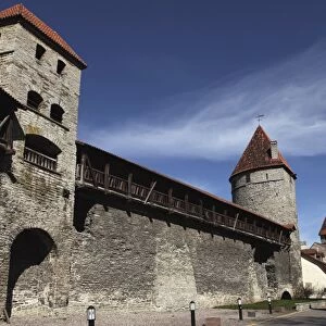 Medieval towers and city walls in the Old Town of Tallinn, UNESCO World Heritage Site, Estonia, Europe