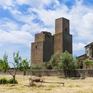 Medieval towers at San Pietro church, Tuscania, Viterbo province, Latium, Italy, Europe