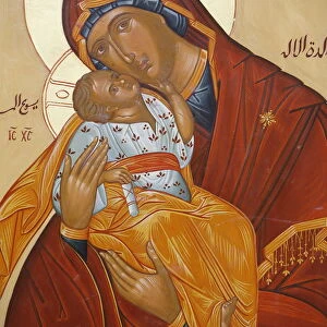 Melkite icon of the Virgin and Child, Nazareth, Galilee, Israel, Middle East