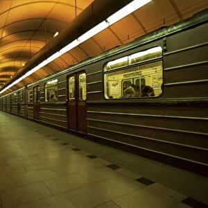 Metro platform, Namesti Republiky, Prague, Czech Republic, Europe