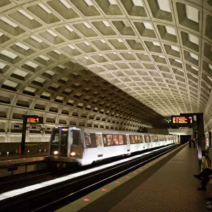 Metro Station with train, Washington D. C. United States of America, North America