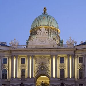Michaelertor, dome at dusk, Hofburg, Vienna, Austria, Europe