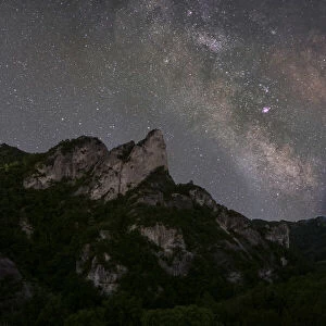Milky Way above Sassi di Roccamalatina rocks, Emilia Romagna, Italy, Europe