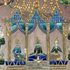 Mirror mosaics, Reclining Buddha Shrine (Red Chapel), Wat Xieng Thong, UNESCO World Heritage Site, Luang Prabang, Laos, Indochina, Southeast Asia, Asia