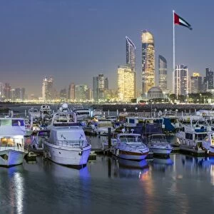 Modern city skyline and Marina, Abu Dhabi, United Arab Emirates, UAE