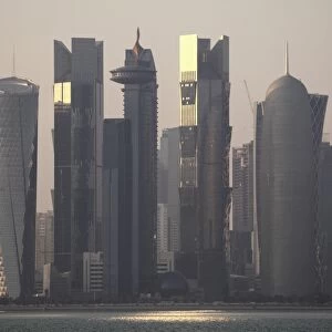 Modern skyscrapers in the West Bay financial district of Doha, Qatar, Middle East