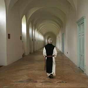 Monk at Citeaux abbey, St. Nicolas les Citeaux, Cote d Or, Burgundy, France, Europe