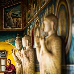 Monk in temple, Sri Lanka, Asia