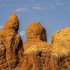 Moon view between the rocks, Arches National Park, Utah, United States of America