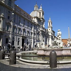 Moor Fountain (Fontana del Moro), Piazza Navona, Rome, Lazio, Italy, Europe