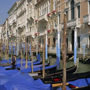 Moored gondolas on the Grand Canal