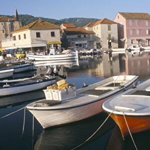 Morning calm in the harbour, Starigrad, Hvar Island, central Dalmatia, Croatia, Europe