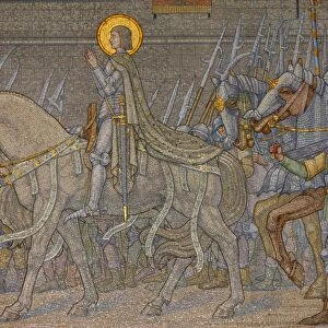 Mosaic of Joan of Arc uncovered in 1917, Fourviere Basilica, Lyon, Rhone, France, Europe