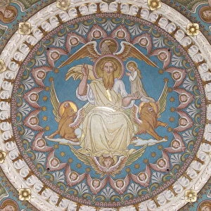 Mosaic of Mary, daughter of God, in Fourviere basilica, Lyon, Rhone, France, Europe