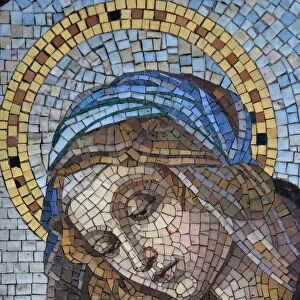 Mosaic of the Virgin Mary, Milano Monumental Cemetery, Milan, Lombardy, Italy, Europe